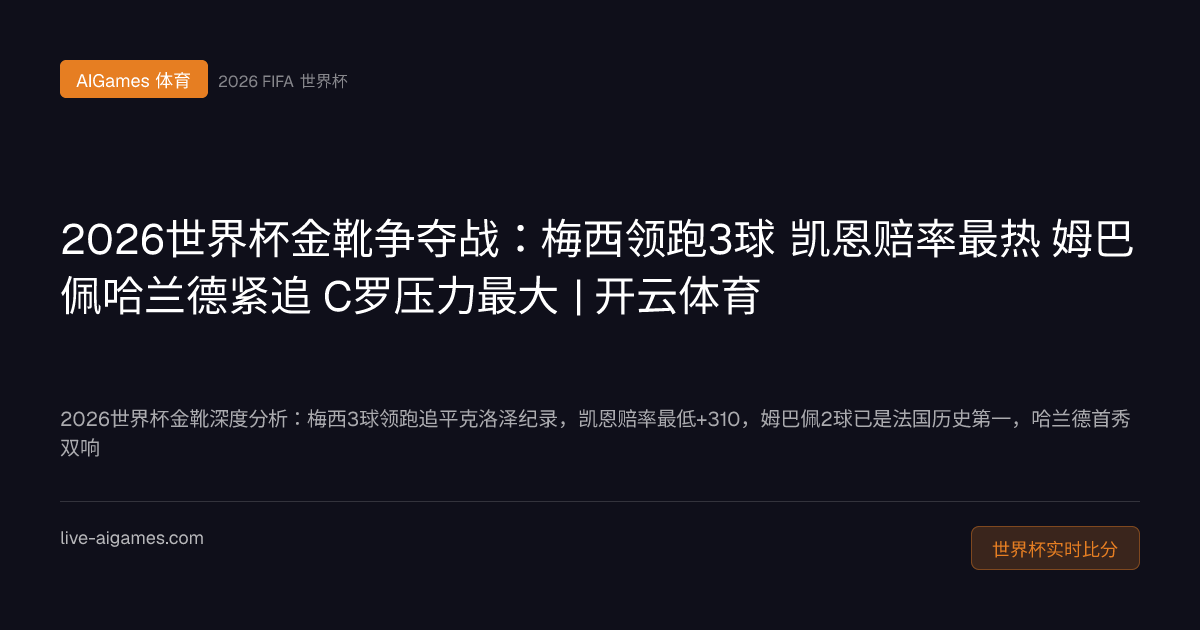 2026世界杯金靴争夺战 梅西姆巴佩哈兰德凯恩 开云体育